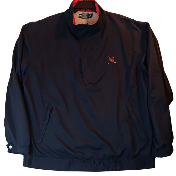 Vtg Polo Golf Ralph Lauren 1/4 Zip Windbreaker XL Navy Blue Crest